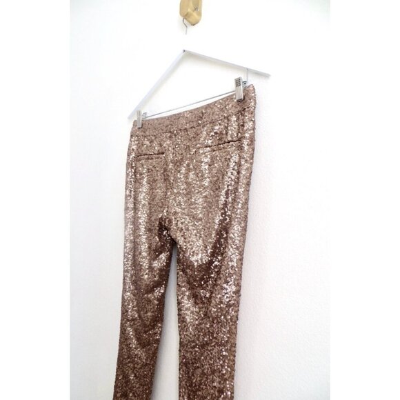 Ann Taylor Sequin Dress Pants  Copper Gold SZ 0 - Picture 9 of 11